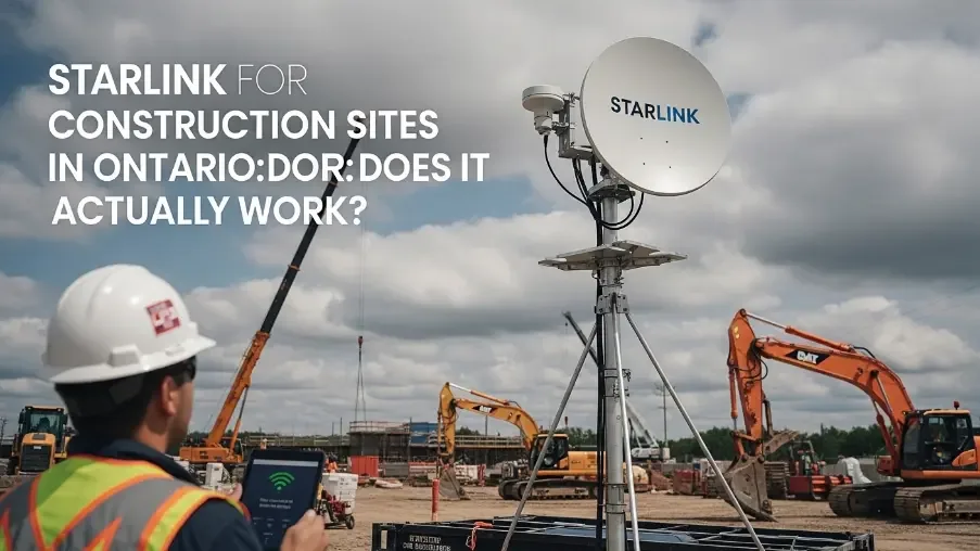 Banner reading Starlink for construction sites in Ontario