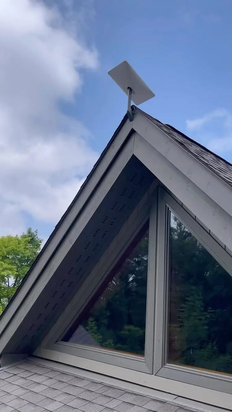 Starlink Installed on an A-Frame Roof Peak, video