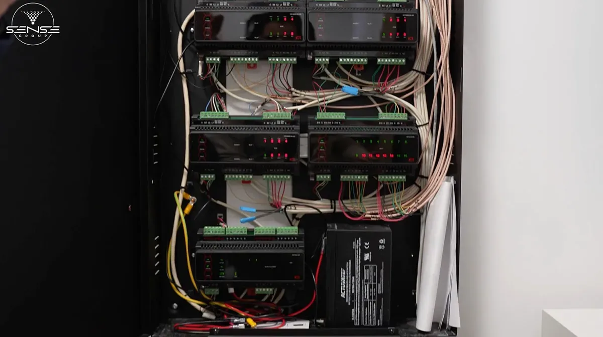 Open access control cabinet with controllers and terminal blocks