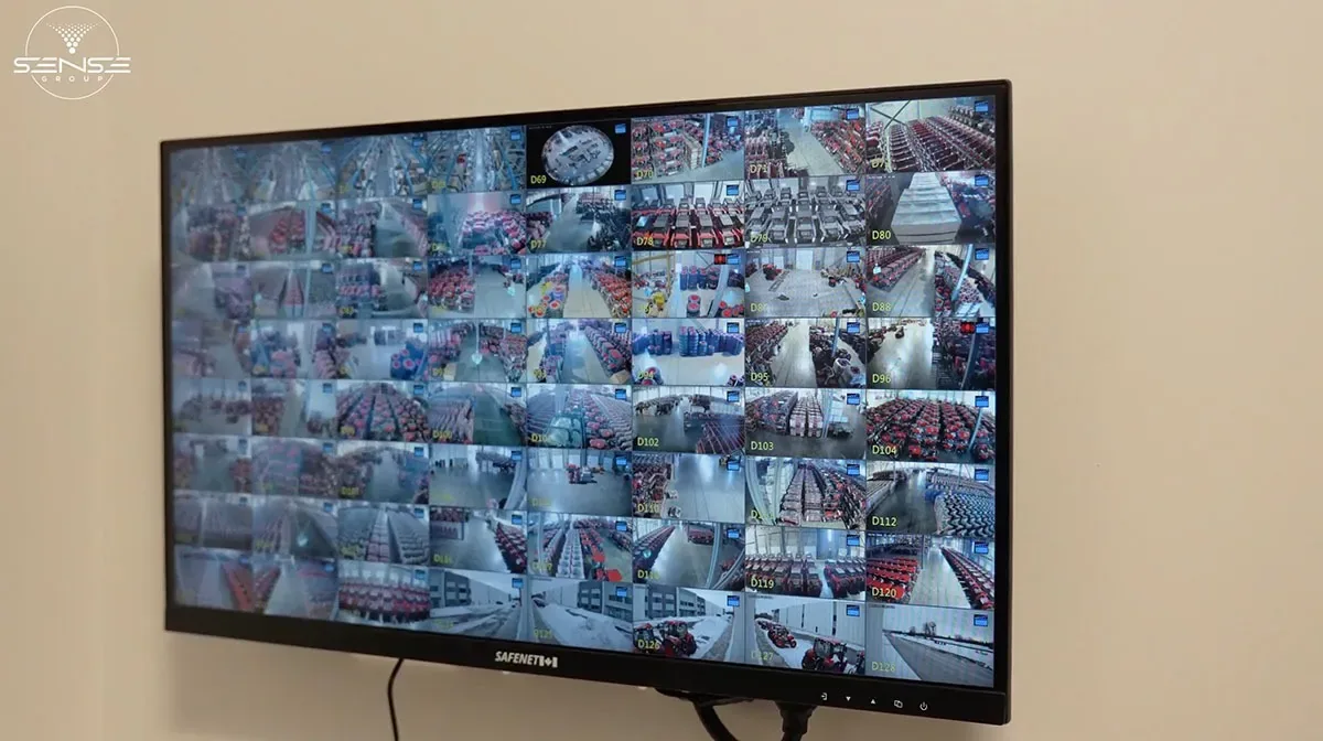 Wall monitor showing dozens of live camera feeds
